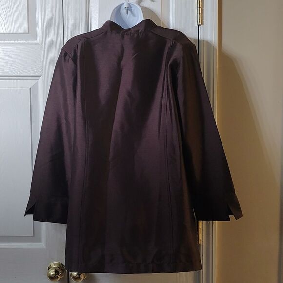 Linea by Louis Dell"Olio brown button down light weight jacket top Sz 12 - Picture 5 of 6